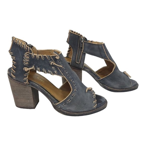 Farylrobin Loki Full Leather Chunky Heel Sandal Womens Size 8.5 Gray Black - Picture 3 of 12